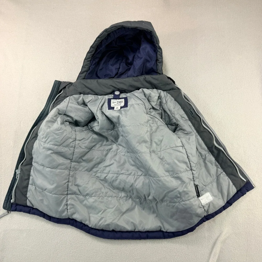 Childrens Place Boys Navy Grey Thermolite Hooded Puffer light Jacket 4T